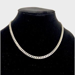 Curb Chain Necklace Sterling Silver Overlay 5mm x 18 inches